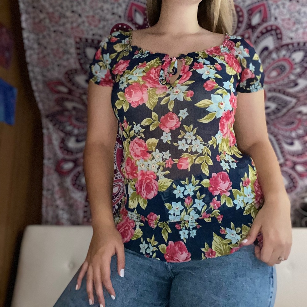 Sheer Floral Hollister Top